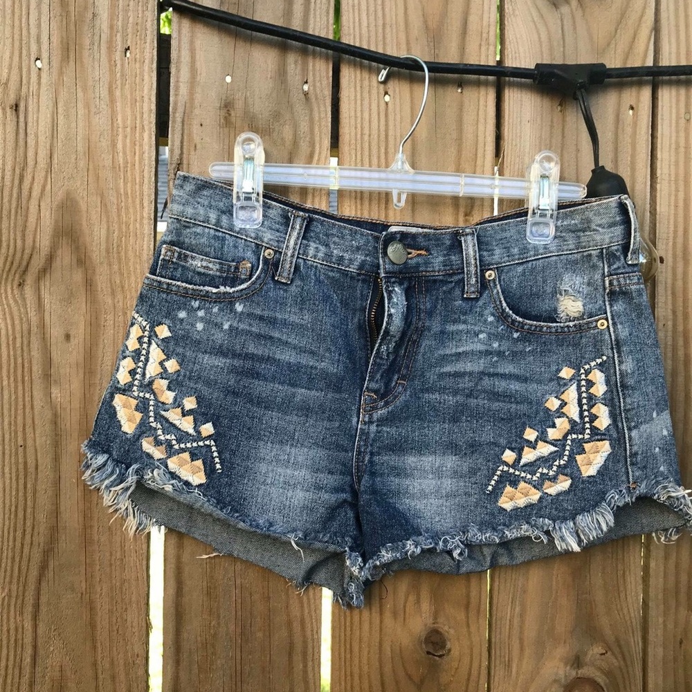 Free People embroidered jean shorts